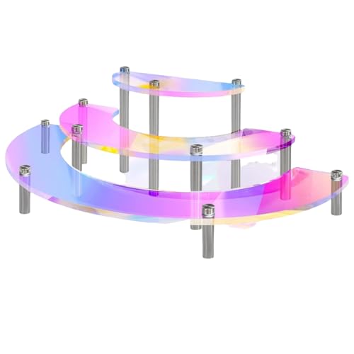 Maiitmor フィギュア ディスプレイラック アクリル 棚 3段 コレクション 展示 a252 (虹色)