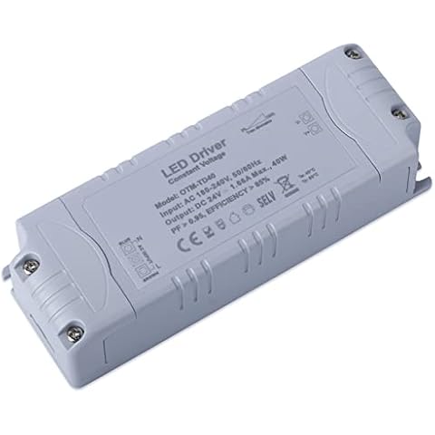 VARICART 24V LED Driver Dimmable TRIAC, 40W 1.66A LED Transformer 240V AC to 24V DC Constant Voltage Power Supply Adaptor, Regulated Low Voltage Transformers for Strip Light G4 MR11 GU5.3 Light Bulbs Cover