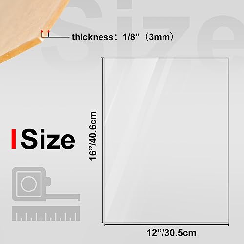 Image of KINLINK 12x16 Plexiglass Sheets 1 /8 inch Thick, 3mm Clear Cast Acrylic Sheet, Plastic Board for DIY Project, Craft, Window Glass, Table Top, Picture Frame, Acrylic Sign and Wedding Invitation 4 Pack
