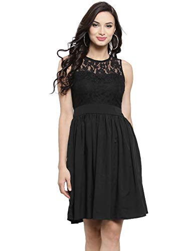 Image of Sera Women's Black Fit and Flare Knee Length Dress