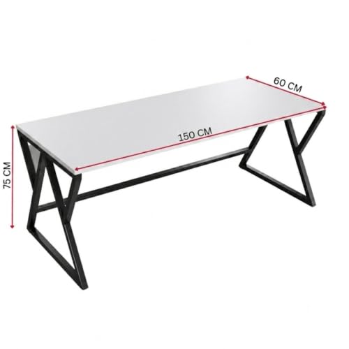 Image of TEKAVO Remik Study Table for Home & Office | Computer Table for Home pc | Wooden Gaming Workstation Desk with Heavy Duty Metal | 150 cm Table | White