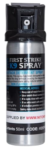 First Strike K9 Attack Deterrent Spray Professional Grade Dog Protection Non-Flammable Formula with Essential Oils 50ml Metal Canister