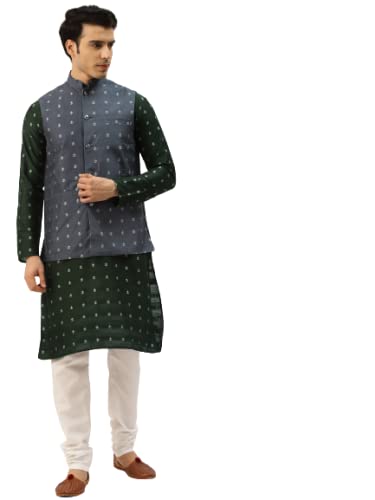 Image of SOJANYA (Since 1958 Men's Pure Cotton Mustard Embroidered Sequined Kurta