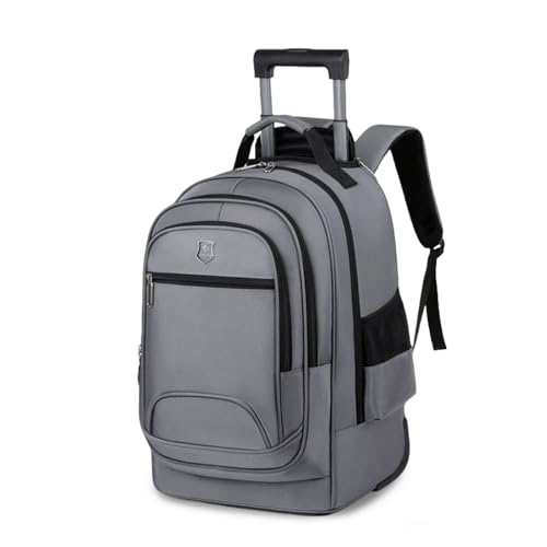 FANDARE 35L Bolsa con Ruedas para Laptop se Adapta a portátiles de hasta 15.6 Pulgadas Hombre Mujer Bolso para Maestra Mochila Profesor con Barra de tracción Oculta Mochilas de Trabajo Gris