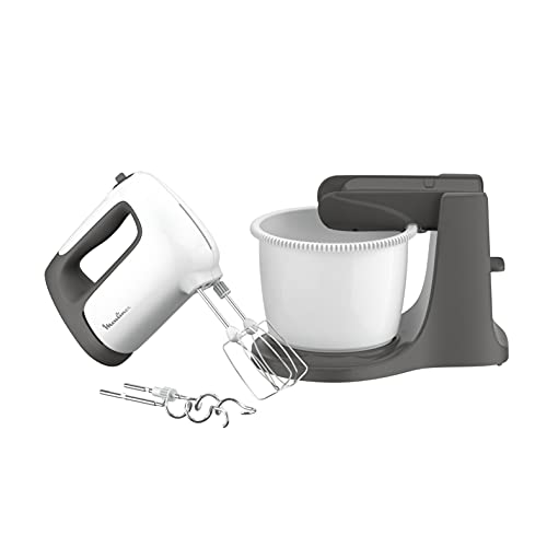 Moulinex HM4641 Prep'Mix+ Batteur électrique 500 W avec fouets et crochets pétrisseurs en acier inoxydable, récipient autorotant de 2,5 L, 5 vitesses et réglage Turbo – Image 4