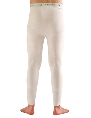 Viskin Kids Seamless Leggings with Cooling Viscose Fiber - Gentle Under Layer Pants for Boys and Girls - Moisture Managing - Skin-Friendly Comfort - 11-14 Years (Ecru)3