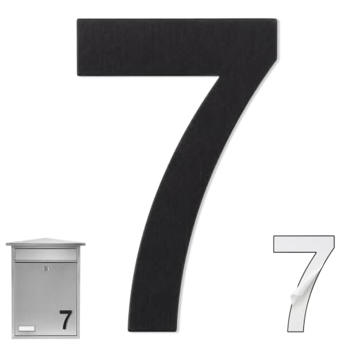 Numero 9 casa, Número Nueve hogar, Número 9 para puerta, Número para pared, Número 9 buzón, Acero inoxidable 304, 75 mm alto x 47 mm ancho, Adhesivo, Dorado (Negro, 10.2, Centímetros, Numero 7)