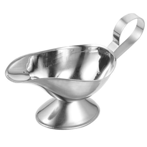 KICHOUSE Stainless Steel Sauce Dispenser Cups Restaurant Style Gravy Boat Sauce Container Gravy Sauce Plate Creamer Jug Gravy Bowl Pourer Pot Server Ketchup Stainless Steel Sauce Cup Silver