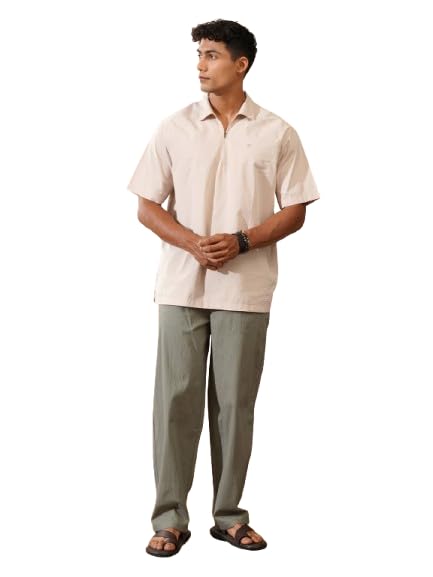 WROGN Men's Solid Loose Fit Trouser | Olive Relaxed Fit in olive