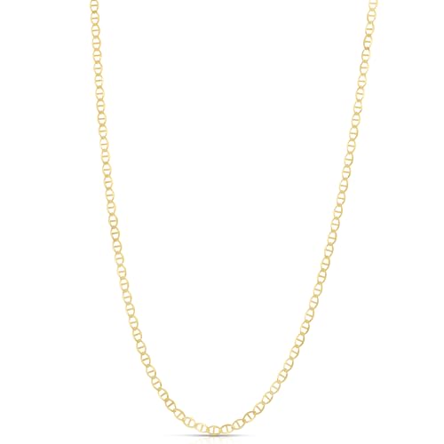 Floreo 14k Yellow Gold 1.2mm Solid Mariner Chain Necklace2