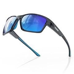 Black Frame With Bright Blue Mirror Lens