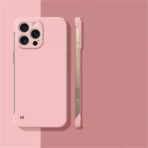 iPhone 17 16 13 15 14 11 12 Pro Max用フレームレスハードPC電話ケースプラスアーマーマットカバーiPhone Air電話アクセサリー、ピンク、iPhone 12 Pro用