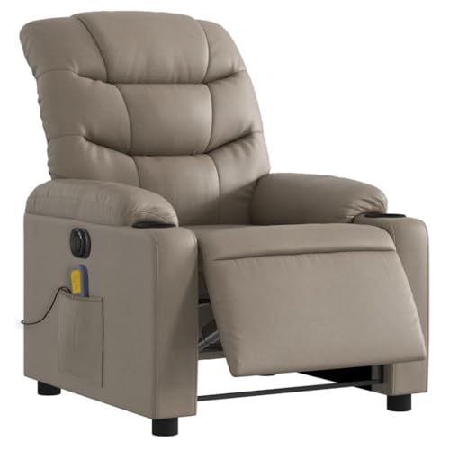 vidaXL Fauteuil de Massage Inclinable Électrique, Chaise de Relaxation avec Dossier, Siège avec Accoudoirs Salon, Moderne, Cappuccino Similicuir