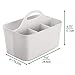 mDesign Plastic Small Office Storage Organizer Utility Tote Caddy with Handle for Cabinets, Desks, Workspaces - Holds Desktop Office Supplies, Pencils, Staplers Lumiere Collection, 2 Pack, Light Gray