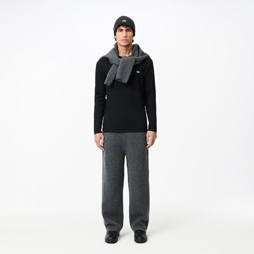 Lacoste Camiseta Hombre Negra de Manga Larga con Logo Bordado