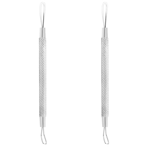 Debbery 2Pcs Blackhead Remover Tool, Threaded Non Slip Design, Stainless Steel Blackhead Removers for Blemishes, Acne, Whiteheads, Double Sided Soft Touch