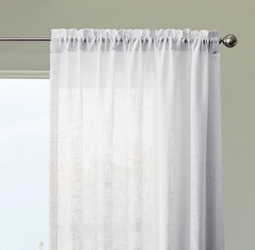 Image of HOMEMONDE Cotton Sheer Curtains 10 Feet Long Single Piece - Rod Pocket Long Door Curtain Light Filtering Transparent Solid Sheer Drapes - (120 Inches, White)