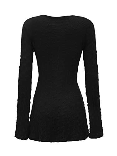 Verdusa Women's 90s Top Bell Long Sleeve Tie Front Textured Sheer Cardigan Going Out Tops Y2k Clothes2