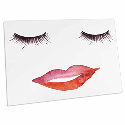 3dRose PS Chic - Eyelashes and Lips - Desk Pad Place Mats