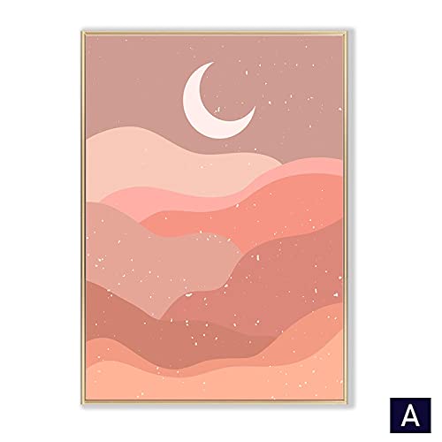 Lienzos abstractos en pack de dos piezas con diseño minimalista de escena boho 2