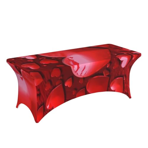 Nappe de table extensible élasthanne lavable nappe rectangulaire cœurs décoration fête - 4