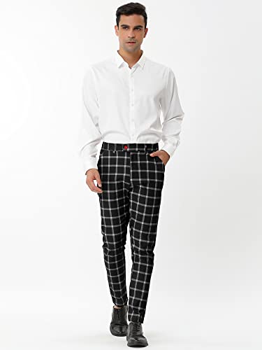 Lars Amadeus Men's Plaid Dress Pants Casual Slim Fit Flat Front Business Checked Trousers3