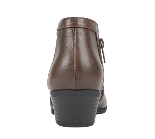Image of Soda CHANCE Womens Perforated Cut Out Stacked Block Heel Ankle Booties (Wide Fit Available)