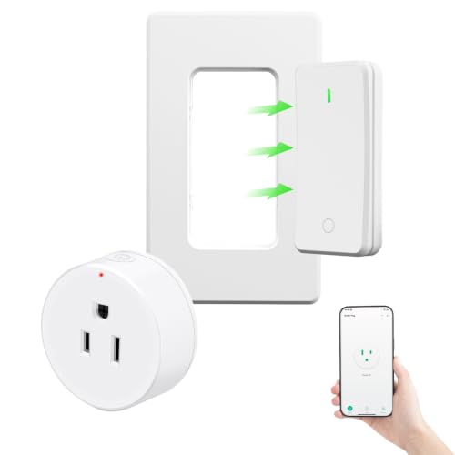 Greencycle Smart Plug with Wireless Wall Switch 3 Ways Control No Wiring