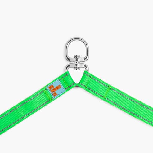 DF Co. - Divisor de correa | Pasea a dos perros con control completo, giro de 360°, sin enredos, longitud ajustable, correas reflectantes, clips resistentes (verde neón)