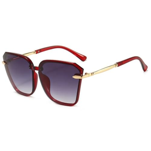 Lunettes de soleil punk en métal rouge dégradé gris pour homme et femme