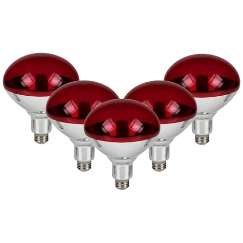 CLAR - Lampada Infrarossi Riscaldante, Lampada Riscaldante per Cani, Lampada Infrarossi Medicale, Riscaldamento infrarossi, Lampade Riscaldanti, 100W (Pack 5)