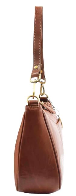 DR558 Athens - Borsa a tracolla da donna in pelle di agnello | doppie cinghie staccabili | tasca frontale | tasca posteriore con zip | tasche interne multiple | organizzata | nocciola