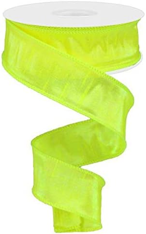 Cinta iridiscente Dupioni con borde con cable, 10 yardas (Chartreuse, 1.5 pulgadas)