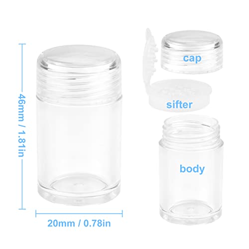 Eyeshow 6 Pack Clear Plastic Loose Powder Jar - 10 ml Empty Face Powder Case with Sifter and Sample Pots2