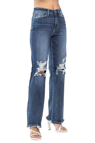 Judy Blue Women's High-Rise 90's Straight Leg Ripped Jeans2