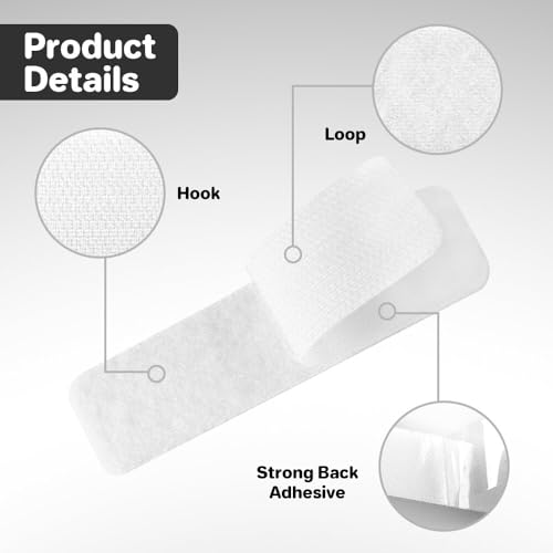 Image of FGY 24 Sets Hook and Loop Tape Double Sided Adhesive Hook Loop Fasteners for Home Office Garage Workshop (White / 1 inch X 4 inch)