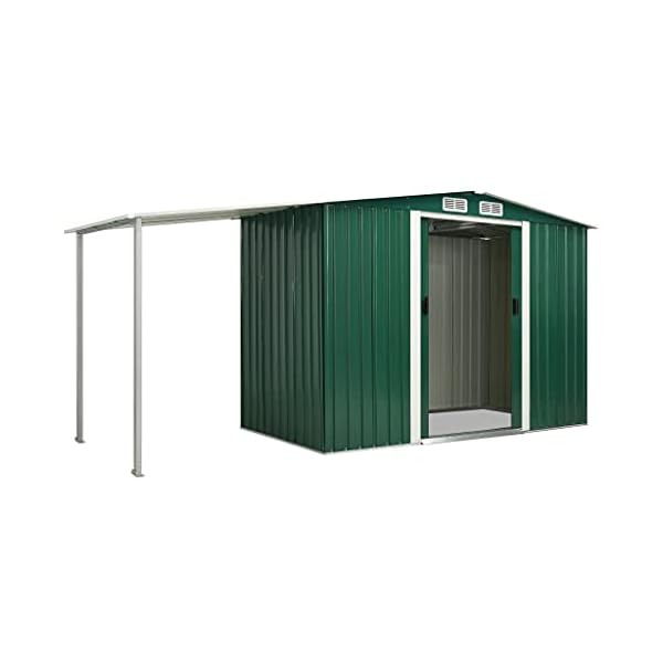 Beyamis Gerätehaus mit Schiebetüren Grün 386×131×178 cm Stahl – Bild 6