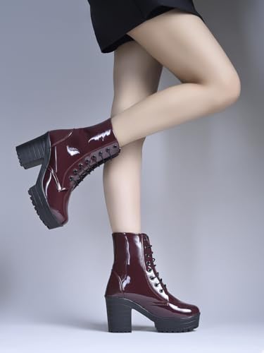 Image of Shoetopia Women & Girls Lace Up Block Heeled Western Boots