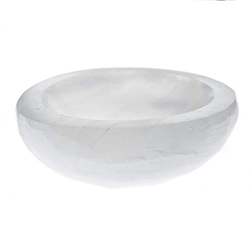 The Magic Is In You 2 Inch Satin Spar Selenite Mini Crystal Charging Bowl with (1) Free Quantum Quattro Tumbled Stone