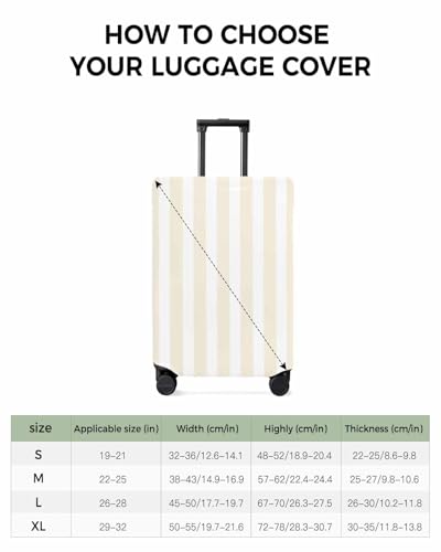 Beige Stripes Travel Luggage Cover, Abstract Geometric Cream Anti-scratch Travel Suitcase Protector Covers, Washable Elastic Baggage Covers Fit 26-28 Inch Carry on Luggage3
