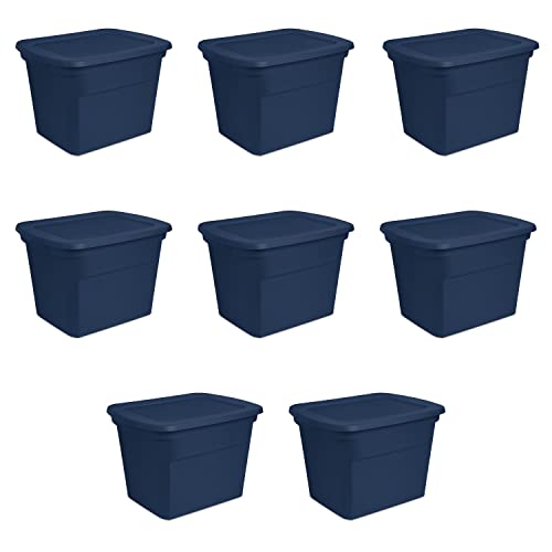 Sterilite 18 Gal Totes, 8 Pack, Marine Blue #1