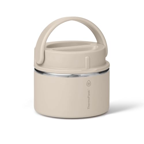 Image of ThermoFlask Insulated Food Jar with Leakproof Lid (12 oz, Sand) - Stainless Steel Food Containers for Hot & Cold Meals, Lunch, Soup & Snacks