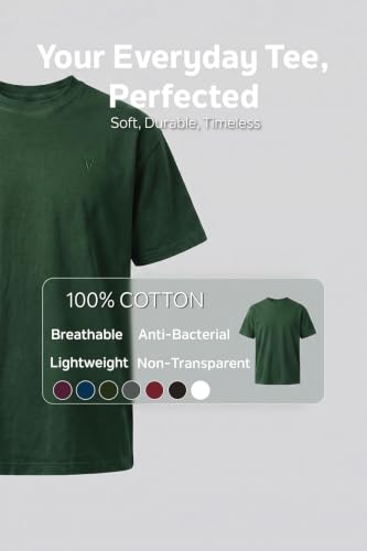 Image of Van Heusen Men's Crew Neck T-Shirt - Soft & Breathable Cotton | Regular Fit | Comfortable Everyday Casual Wear | Short Sleeves | Summer Favorite |Solid Colors | Style 60052