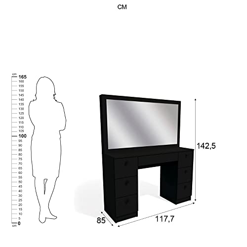 Penteadeira Ditália 7 Gavetas Pe-80 Preto Uv Acetinado