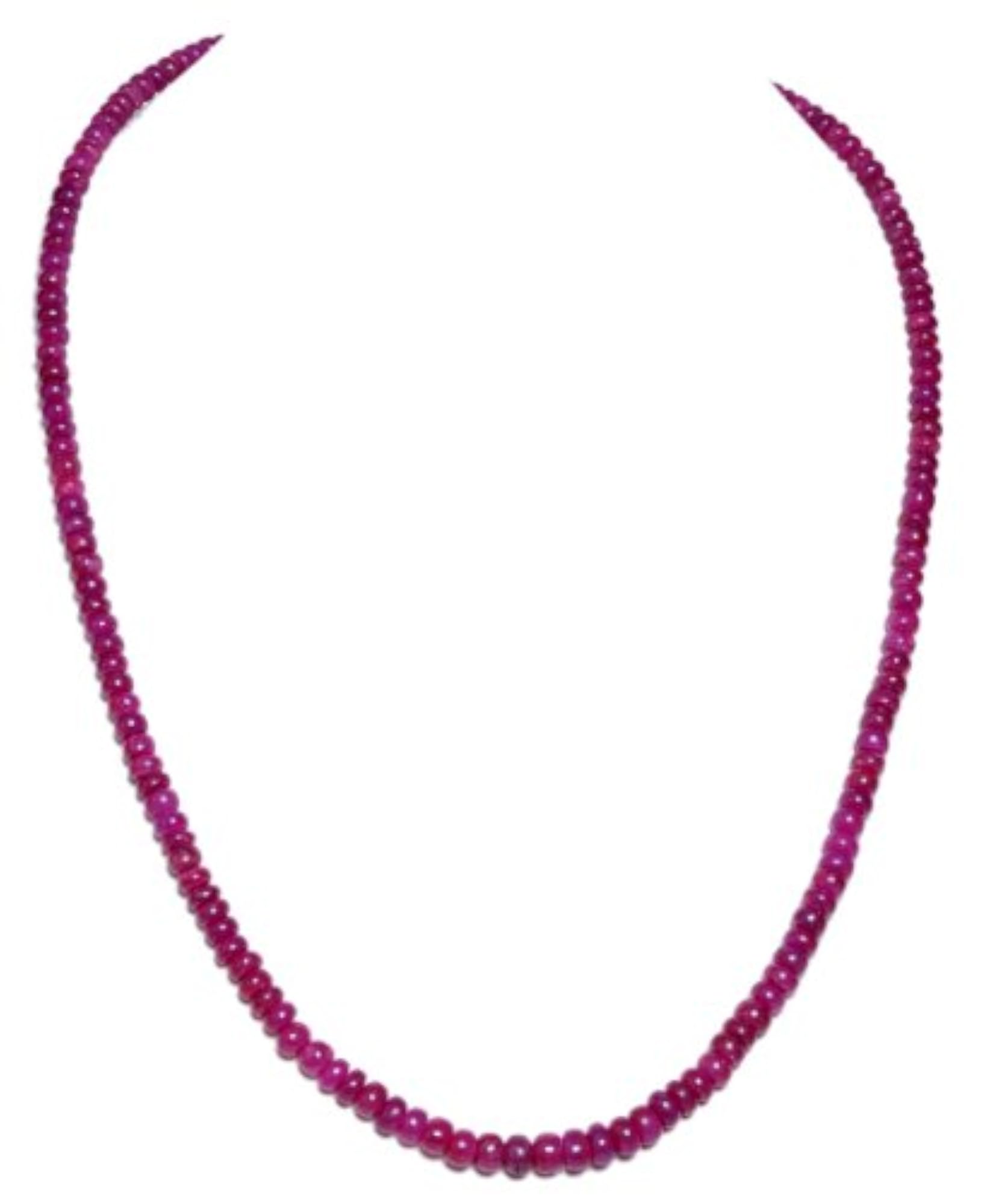 Jaipur Natural Ruby Gemstone Smooth Beads Necklace for Women