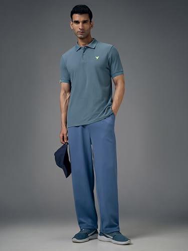 Image of TECHNOSPORT Men's Polyester Slim Fit Self-Design Short Sleeve Polo Matpiq T-Shirt with Anti Microbial, Techno Dry for Regular and Casual Use