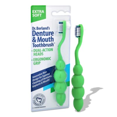 Dr. B Dental Solutions Ergonomic Denture Toothbrush Extra Soft Bristles, Removes Stains & Odor Precision Design for Implants & Overdentures Single