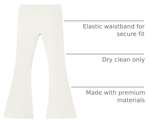 Image of Haloumoning Girls Kids Elastic Waist Ribbed Flare Split Bottom Pants Stretch Casual Long Pants(5-14Y) White