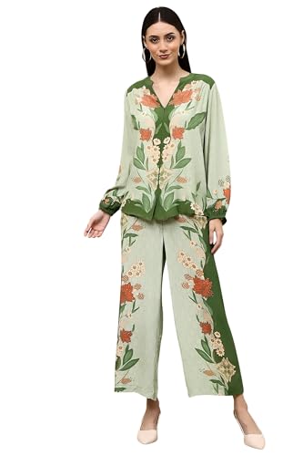 Image of Asmeriyo Women Printed Co Ord Set with Side Pocket | Women 2 Pic Kurta Set I Fancy Kurta Set | Stylish Kurti Outfit | Co-Ordination Wear | Festive and Casual wear (C-209-A-B-19-02)
