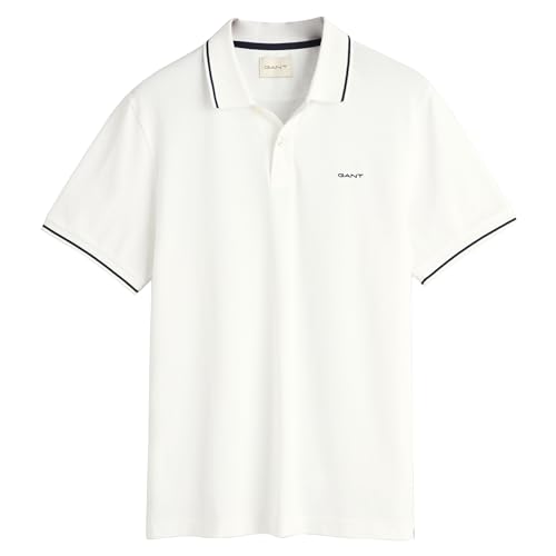 Gant Herren Tipping SS Pique Rugger, White, 56
